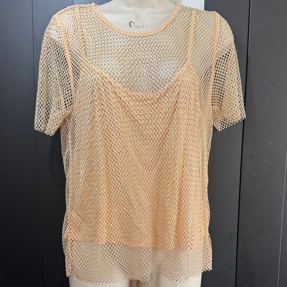 Mesh Beaded Short Sleeve Top - Picture 4 of 7
